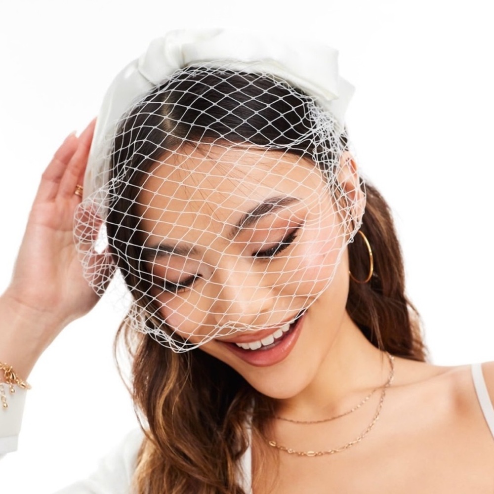 *NEW* KRISTIN ESS IVORY BOW VEIL HEADBAND